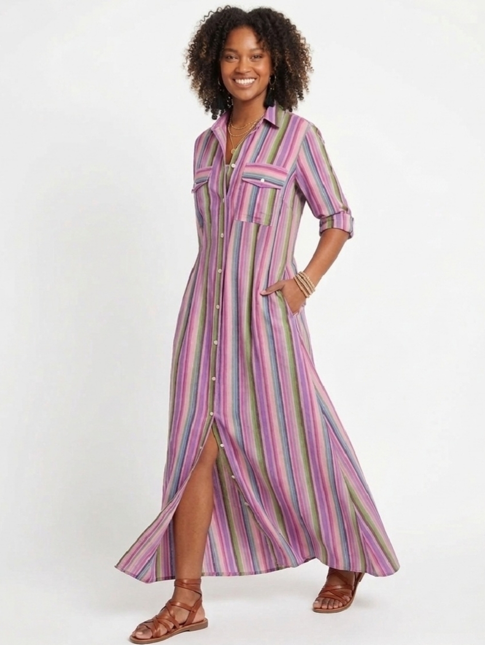 Women's Striped Boho Maxi Dress